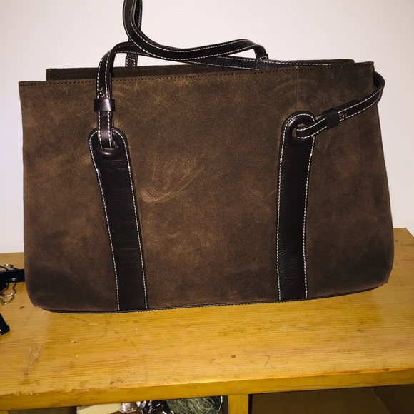 🤎 Ann Taylor Chocolate suede shoulder tote - Picture 6 of 11
